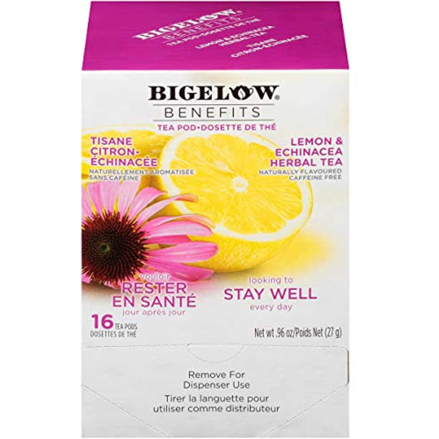 Bigelow Benefits Stay Well Lemon And Echinacea Herbal Tea Pods, 16