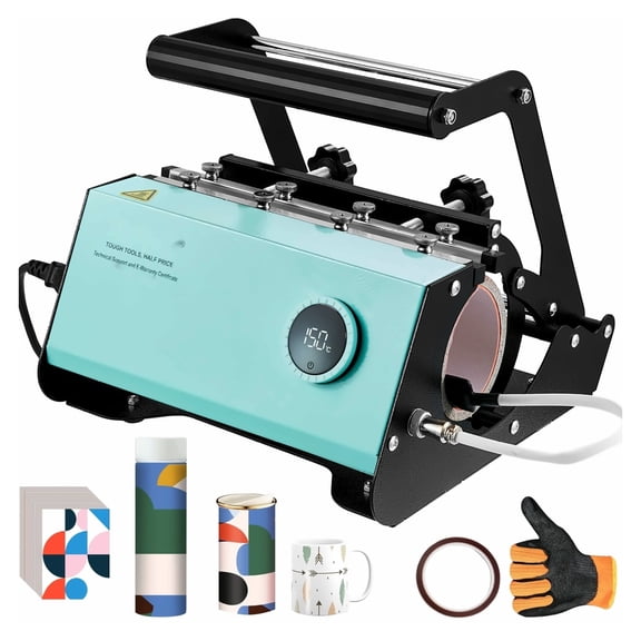 Mug Heat Press 11-30oz, Tumbler Heat Press Machine for Sublimation, Cup Heat Press with Gloves & Tape, DIY Mugs & Tumblers, Green