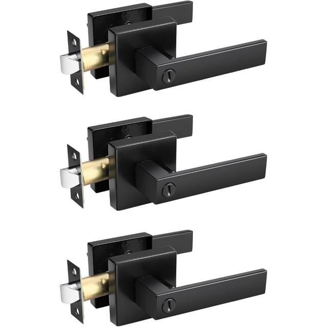 Brushed Satin Nickel Privacy Door Handles Privacy Door Levers Bed Bath Door Handles Heavy Duty Interior Keyless Door Locks for Left or Right Sided Doors
