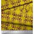 thumbnail image 3 of Soimoi Yellow Cotton Cambric Fabric Quaterfoil Damask Print Sewing Fabric Yard 56 Inch Wide, 3 of 3