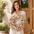 thumbnail image 4 of Bcylexb Spring Daisy Eucalyptus Wreaths, 17.7" Decorative Door Wreath Artificial Floral Hanging Wreath for Front Door Farmhouse Home Wall Decor, 4 of 7