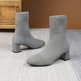 thumbnail image 6 of Heisall Women's Ankle Boots Knit Stretch Sock Boots Pointed Toe Chunky High Heel Solid Color Casual Fashion, 6 of 7