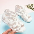 thumbnail image 7 of Gubotare Girls Sandals for Toddler/Little Kids Adjustable Cute Summer Flat Strappy Sandals with Zipper (White,12), 7 of 7
