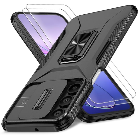 Military Grade Phone Case compatible with Samsung Galaxy A16 5G, Shockproof Cover with Slide Camera Cover,Rotated Ring Kickstand