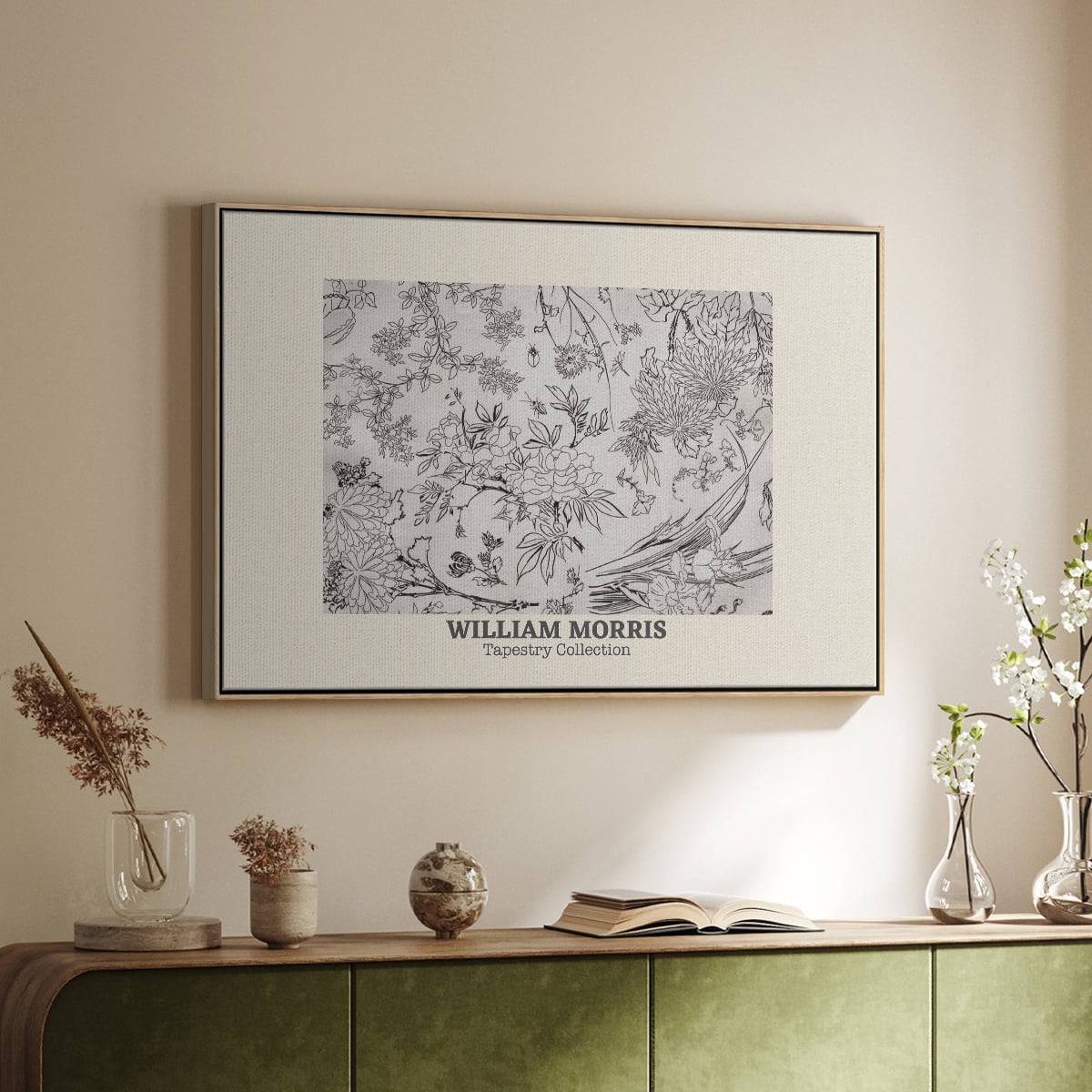 Vintage Abstract Print-LII Framed in Natural Wood Wood Gallery Wrapped Canvas 25 in. x 37 in.