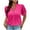 Hot Pink, variant on Charella Plus Size Tops for Women Dressy Lace V Neck Jacquard Puff Short Sleeve Blouses Summer Casual Loose Tunic Shirts (L, Hot Pink)