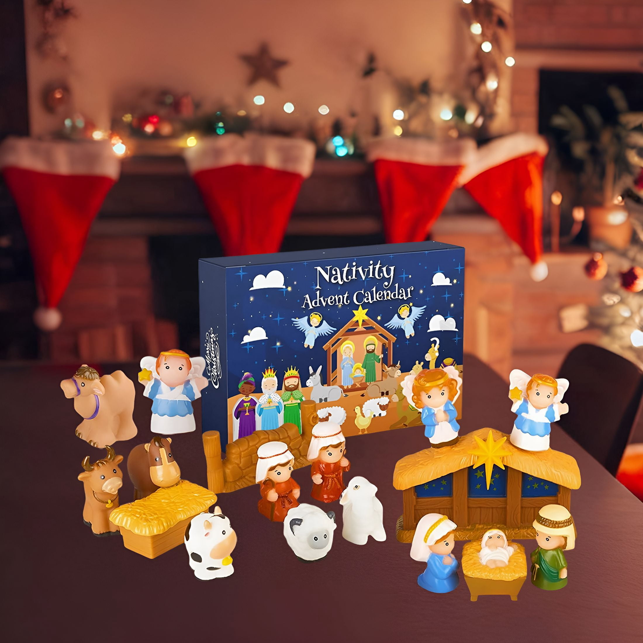 BESTSKY 2026 New Nativity Advent Calendar 2026 Kids,Christmas Story Nativity Playset Christian Advent Calendar for Toddlers,Kids,Girls,25Pcs Nativity Scene Set Toys for Children Ages 1 2 3 4 5 6+