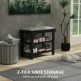 thumbnail image 6 of HOMCOM Bamboo Shoe Bench, Entryway Bench with Storage and Cushion, Black, 6 of 8