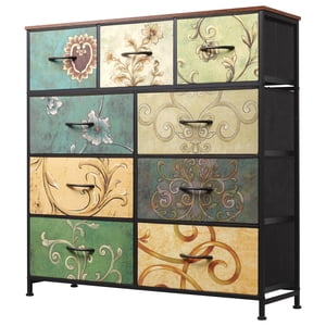 GALAXHERO 9-Drawer Fabric Storage Tower, Floral