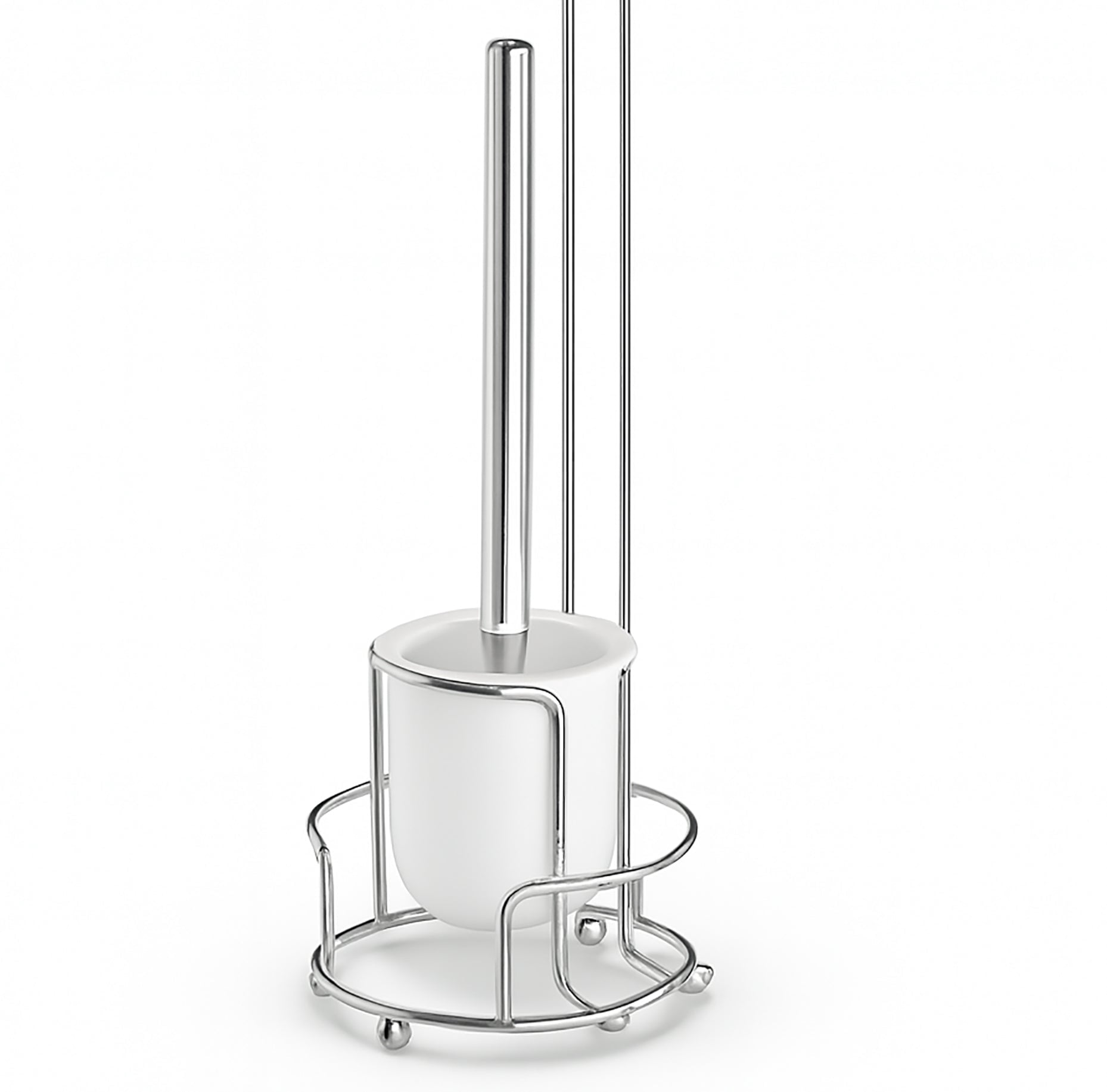 24" Tall - Toilet Paper Holder Stand With Toilet Brush
