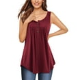 thumbnail image 4 of Fancyglim Womens Tank Top Summer V Neck Loose Fit Henley Tunic Blouses Burgundy XL, 4 of 5