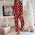 thumbnail image 3 of Christmas Pajamas for Women Set 2025 Silk Long Sleeve Button Collared Sleep Shirt and Pants Pjs Set Womens Pajama Sets, 3 of 5