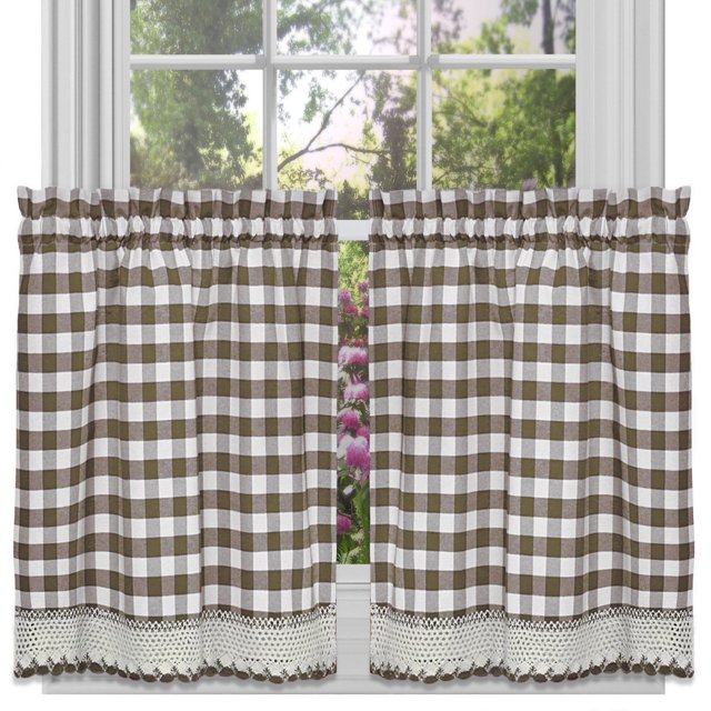 Panel de cortina Sweet Home Collection Buffalo Check Taupe 36 cm