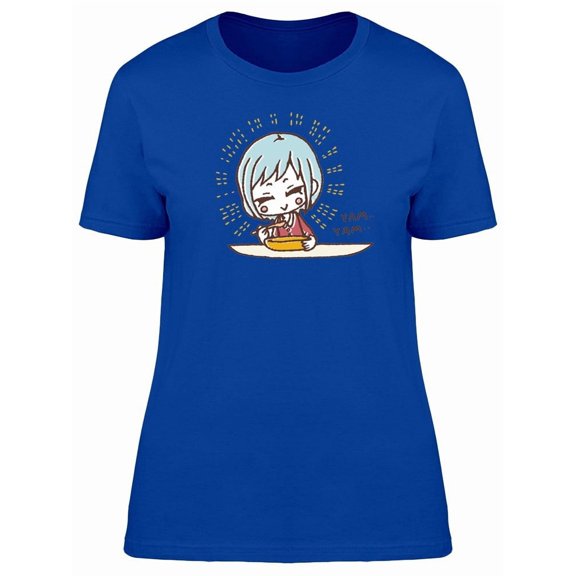 Cute Girl Eating Ramen Cartoon Tee Women's -Image by Shutterstock