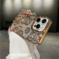 thumbnail image 1 of For iPhone 15 Pro Max Luxury Flash Glitter Flowers Square Plating Frame Phone Case For iPhone 11 12 13 14 Soft Protective Cover Gold Plating Case For iPhone 14, 1 of 6