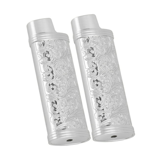 2pcs Lighter Case Cover Holder, Metal Vintage Floral Stamped Fit, Zinc Alloy Shell For J5 Lighter