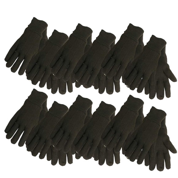 Midwest Gloves & Gear Gants de Jersey pour Adultes, Marron, Grand Lot de 12