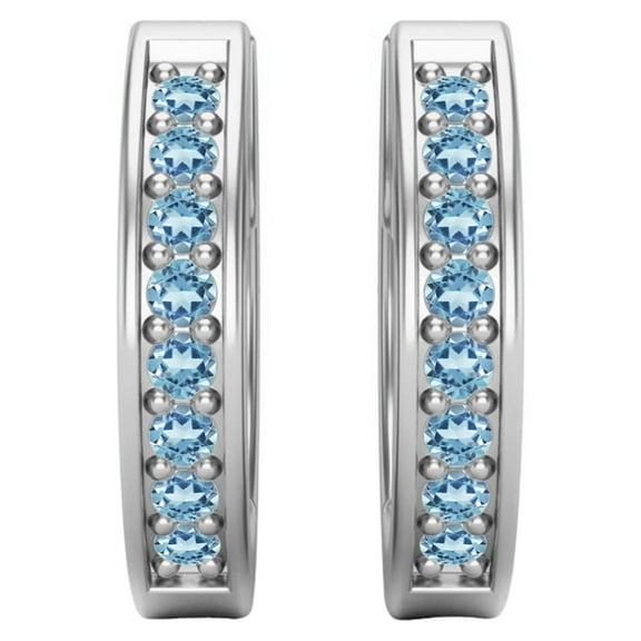 Mooneye Solid 925 Sterling Silver round Blue Topaz Huggie Hoops Valentines Day Gifts Women Earrings