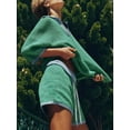 thumbnail image 4 of Womens Sweater Set 2 Piece Outfits Oversized 3/4 Sleeve V Neck Knit Tops High Waisted Shorts Lounge Sets Green S, 4 of 6
