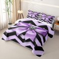 thumbnail image 3 of spefrowx Love Heart Bow Bed Spread Queen for Girls, Purple Black Wave Stripes Queen Coverlet Set, 3pcs, 3 of 7