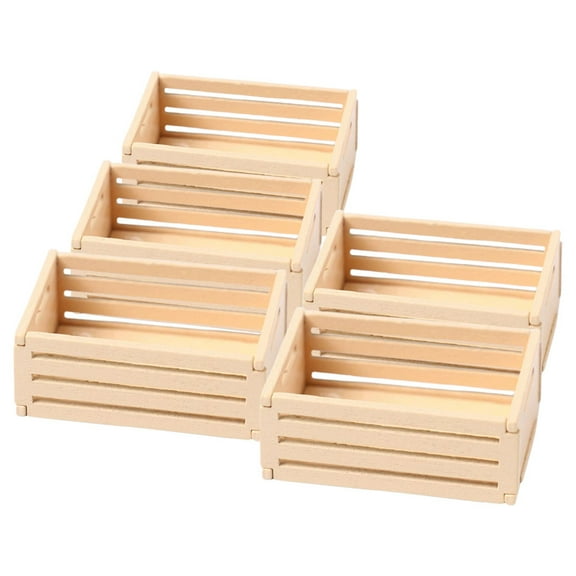 CTIRCHIU 5Pcs Handmade Diy Small Basket Beige Wooden Organizing for Dollhouse Decor