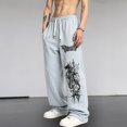 thumbnail image 2 of CONZONE Men's Baggy Sweatpants Gothic Wide Leg Sweat Pants for Men Trendy Elastic Waist Graphic Y2K Streetwear Joggers Pant With Pockets, 2 of 6