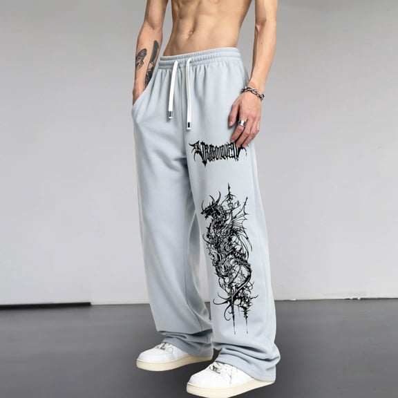 Work Pants for Men Gothic Streetwear Comfortable High Waist Joggers for Everyday Outings with and Relaxed Fit Men’s Casual Pants XXL