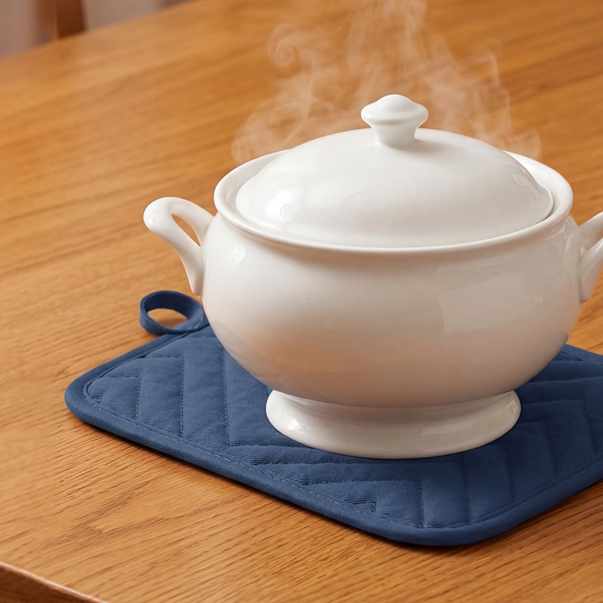 Unique Bargains 2 Pcs Pot Holders Heat Resistant Non Slip Hot Pads for Kitchen Blue 9.1"x7.1"