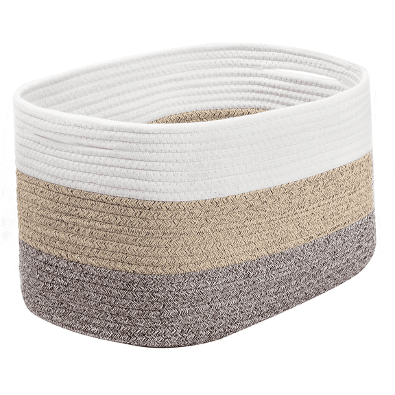 Cotton Rope Storage Basket, Woven Basket for Shelves, Clothes, Towels, Books, and Laundry