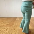 thumbnail image 3 of LYMAYTER Kids Girls Flare Leggings Spring Summer Solid Color Flare Pants Toddler High Waisted Bell Bottoms Trousers for 1-8 Years, 3 of 8