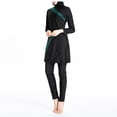 thumbnail image 3 of YONGHS Muslim Swimsuits for Women 3 Pieces Modest Islamic Burkini Bathing Suit Rash Guard Set Black&Green 3XL, 3 of 7