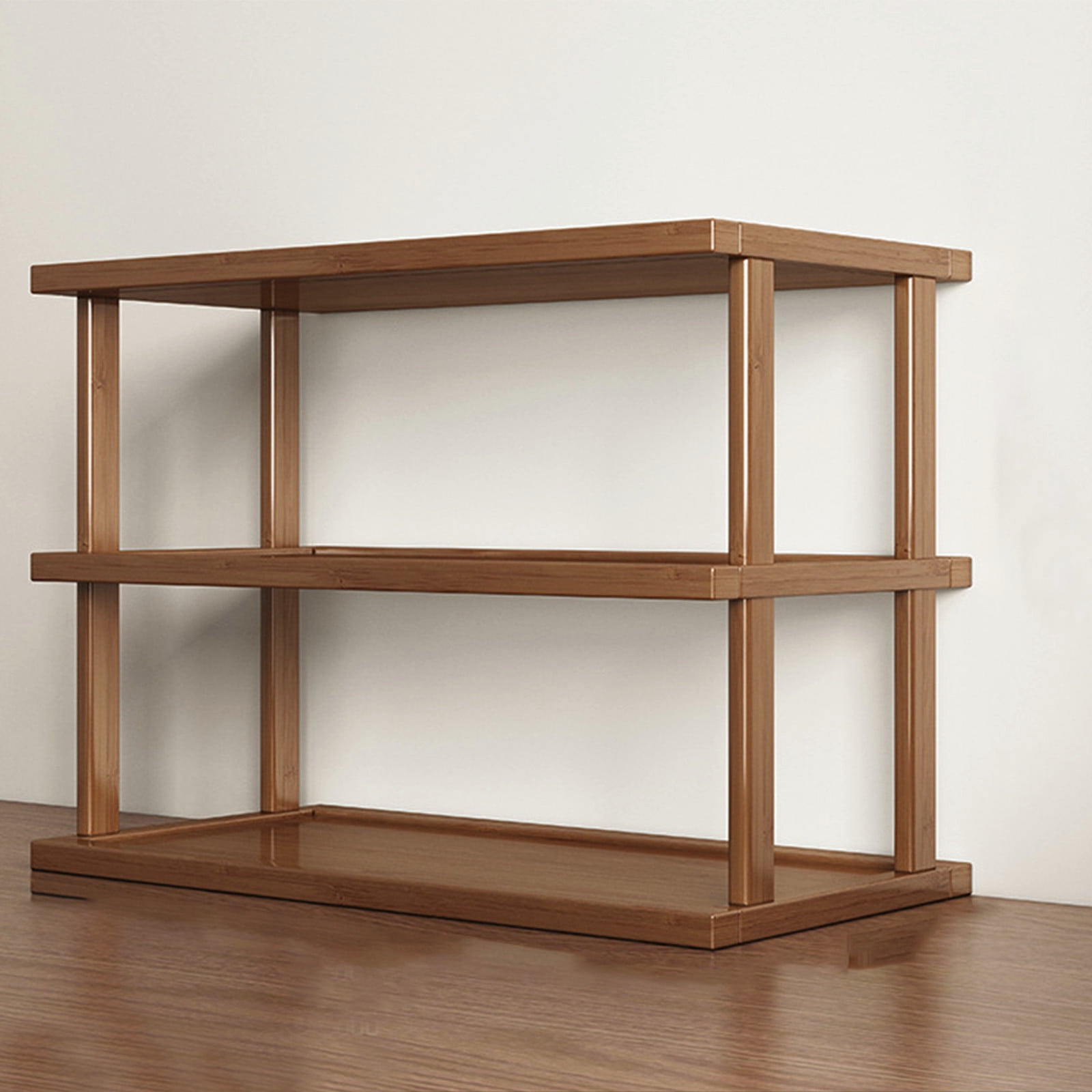 3 Tier Wooden Shelf Bookcase, Modern Open Bookshelf Bamboo Shoe Rack Storage Rack, Multifunctional Display Stand Organizer For Living Room Bedroom Office Entryway Practical Home Furniture