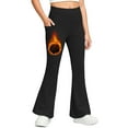 thumbnail image 4 of JAJAHO Girls Flared Pants Fuzzy Lining Solid Color Thermal Flare Leggings With Pockets For Kids 5-16 Years Warm Versatile Trousers, 4 of 8