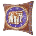 thumbnail image 4 of Elegant Thai Elephant Velvet and Pearls Set of 2 Square Pillow Covers - Purple, 4 of 6