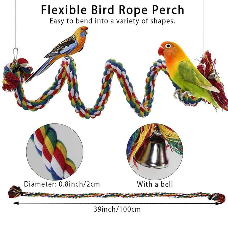Bird Life Multicolored and Flexible Rope Perch – Create Fun, Colorful  Curves and Bends – Great for Small and Medium Bird 