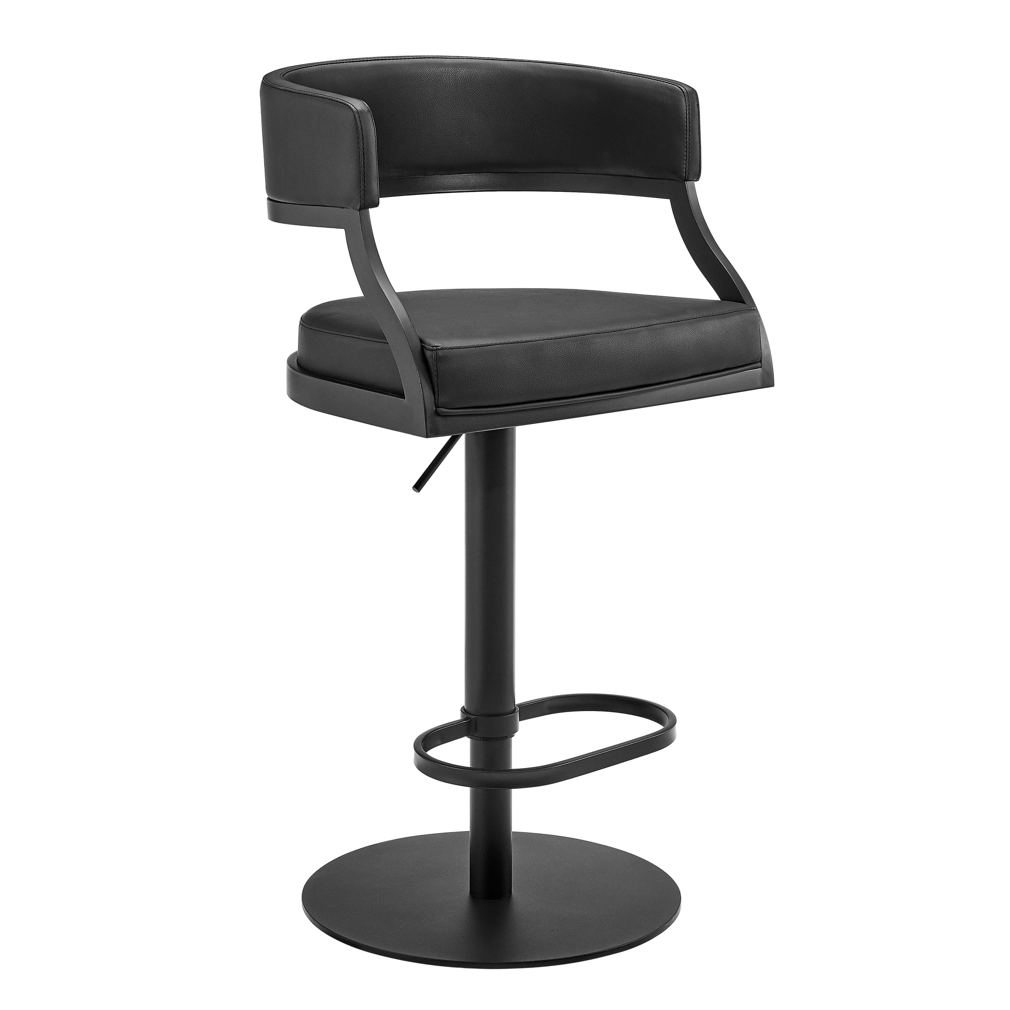 Callie Modern Retro Swivel Metal Adjustable Height Barstool With Faux Leather Seat