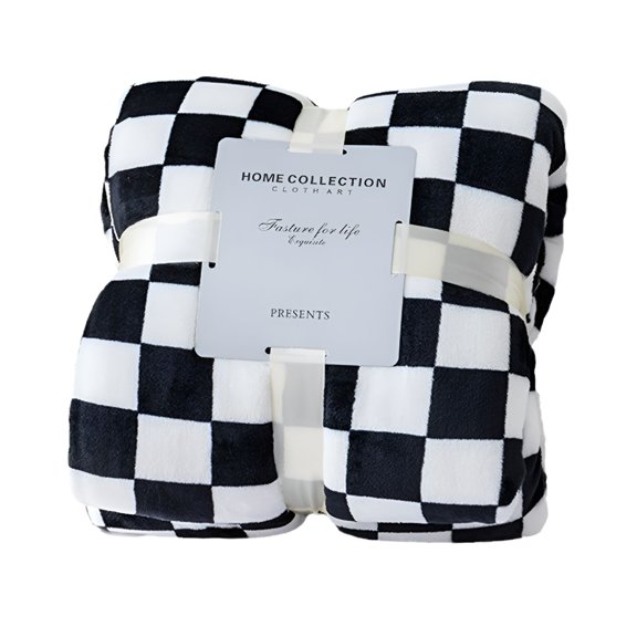 AUQ Throw Blanket Warm-keeping Checkerboard Design Practical Office Dorm Home Warm Air Conditioner Throw Blanket