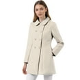 thumbnail image 2 of INSPIRE CHIC Women's Turn Down Collar Double Breasted Mid Length Overcoat, 2 of 7