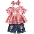 thumbnail image 2 of Toddler Girl Clothes 18-24 Months Girl Clothing 18 Months Girl Clothes Summer 2T Girl Outfits Cute Toddler Girl Clothing Set Red Plaid Denim, 2 of 2