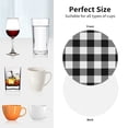 thumbnail image 6 of Honeii White And Black Plaid print Leather Coaster Set of 4, ideal for safeguarding your furniture from drinks spills and effortless cleanup-Round Shape, 6 of 6