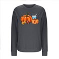 thumbnail image 3 of APEXFWDT Women's Thanksgiving Sweatshirt Pumpkin & Maple Print Crew Neck Sweatshirt Drop Shoulder Holiday Casual Sweatshirt,M,Gray, 3 of 5