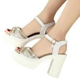 thumbnail image 3 of BONIXOOM White Sandals Woman Clearance Fall Buckle Platform Casual Fashion Shoes for Women White Size 7.5, 3 of 3