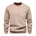 thumbnail image 1 of FAIWAD Men's Round Neck Sweatshirts Long Sleeve Soild Color Casual Pullover Tops with Chest Pockets, 1 of 5