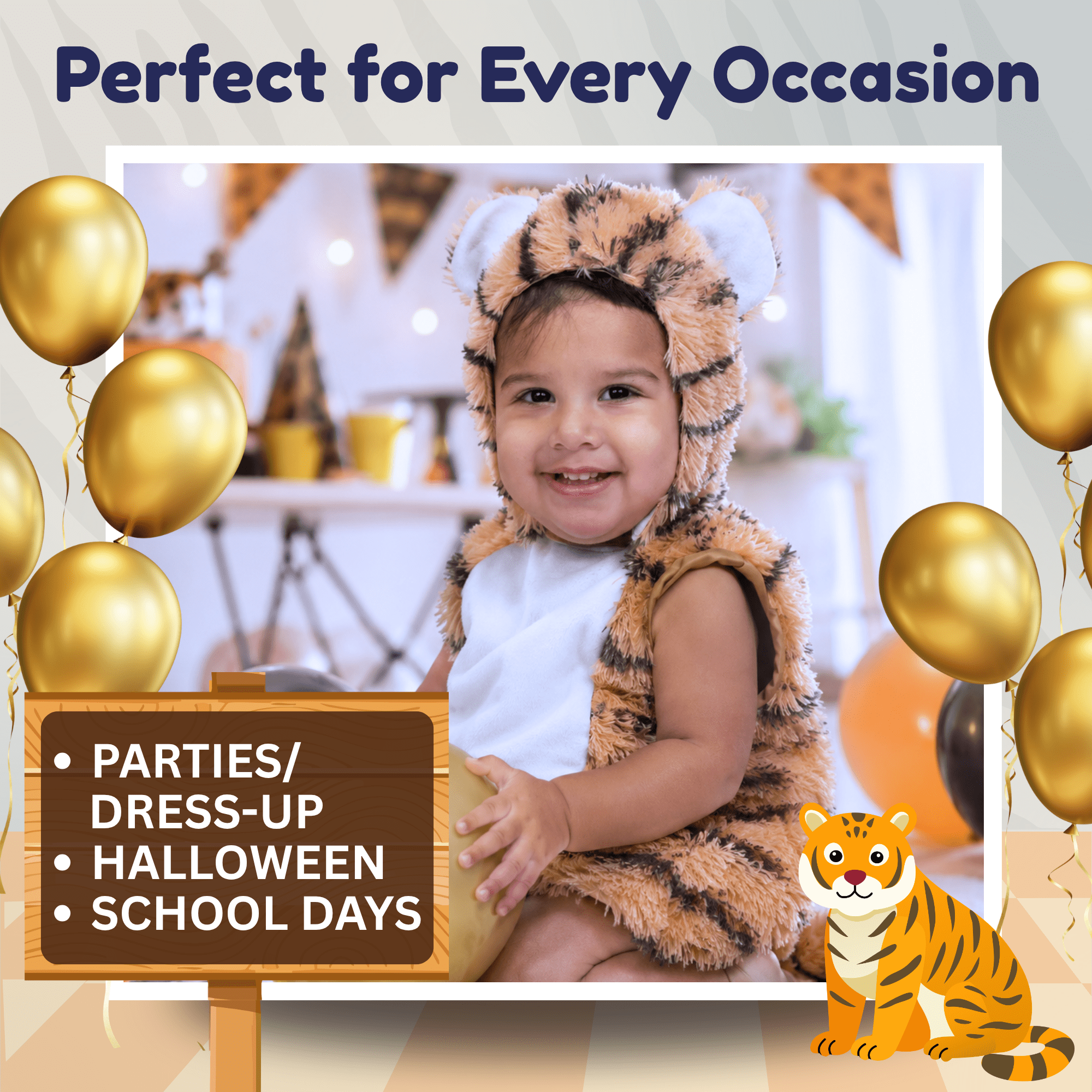 Dress Up America Tiger Baby Costume - Animal Onesie Romper for Infants - Halloween Tiger Cub Costume