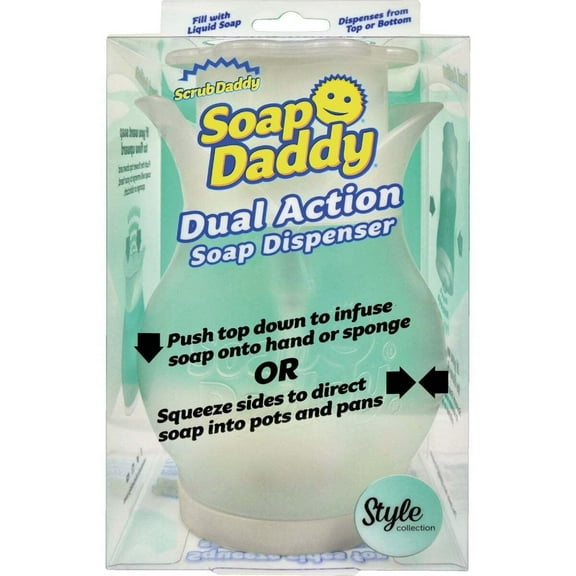 2pack of Scrub Daddy Refillable Dish Washing Liquid Dispenser Soap Daddy, Clear and BPA Free Plastic, Dual Action Pump and Squeeze, 13.25 fl. oz., 1 Count
