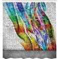 thumbnail image 2 of European Shower Curtain, Cityscape on The Edge of Cliff Greece Island Land with Mediterranean Culture Theme, Cloth Fabric Bathroom Decor Set with Hooks, Ecru, 2 of 4