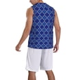 thumbnail image 2 of Honeii Blue Gold Grid Lantern Shapes print basktball shirt for men and women, Unisex basketball jersey for Theme party-Large, 2 of 6