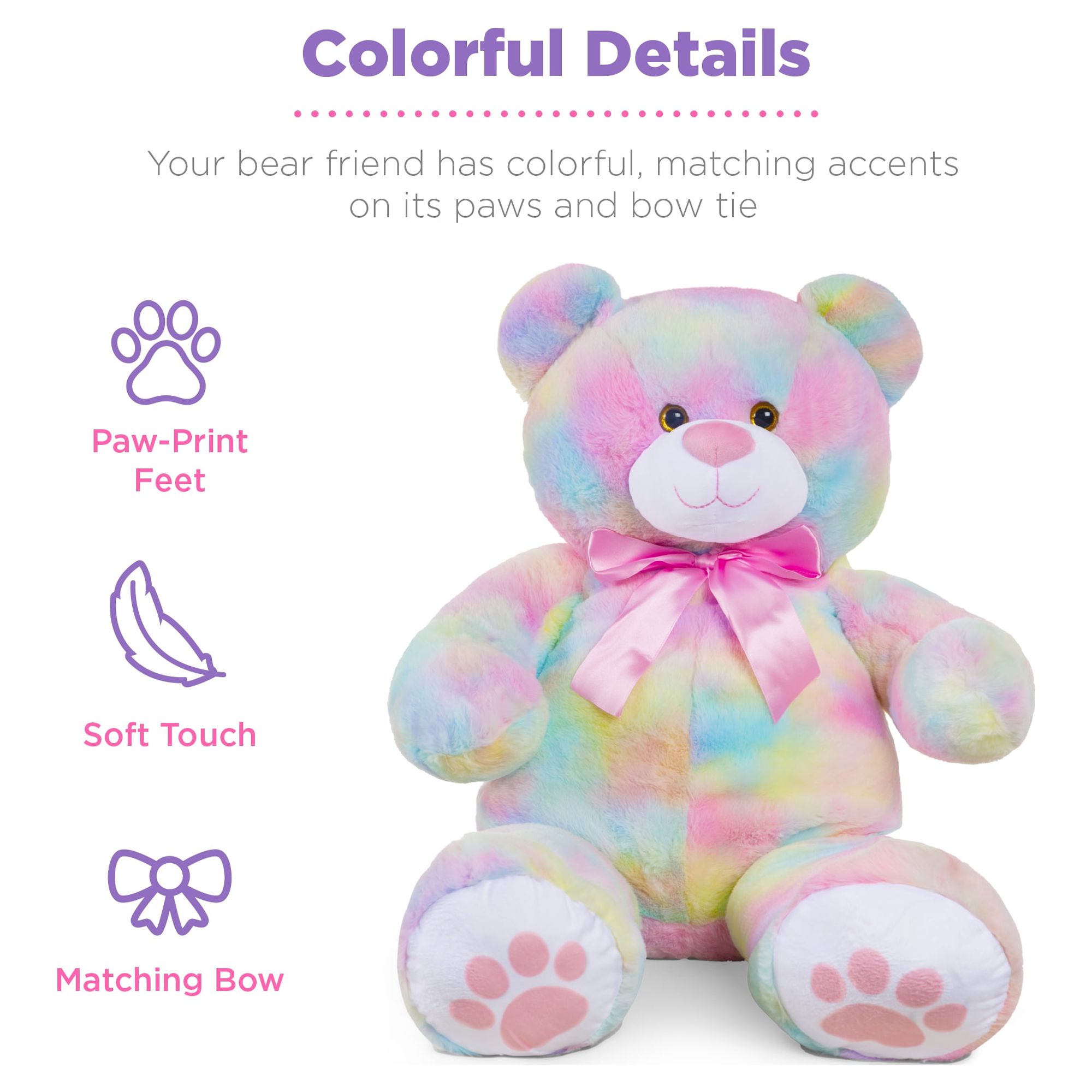Best Choice Products 35in Giant Soft Plush Teddy Bear Stuffed Animal Toy w/ Bow Tie, Footprints - Pastel - image 5 of 8