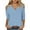 Sky Blue, variant on 2025 New Fashion Plus Size Women's Fashionable Solid Color T-shirt 3/4 Sleeve Shirt V-neck Casual Top