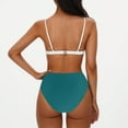 thumbnail image 4 of Traje de baño para mujer, bikini de tirantes con cuello en V sin mangas de color liso para mujer, traje de baño de moda, trajes de baño para mujer, 4 of 5